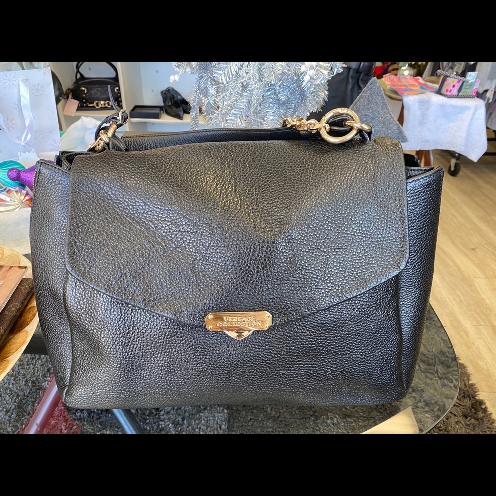 Versace, Stunning Black Leather Large Satchel